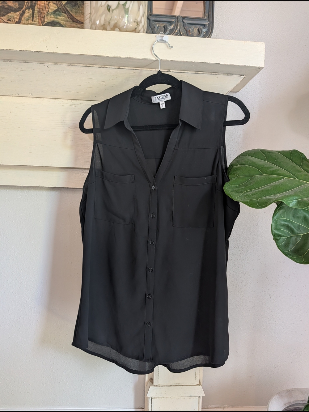 Express Black Sleeveless Portofino Blouse